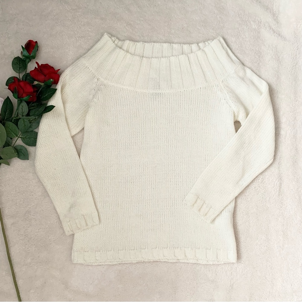 2/$20 Off The Shoulder Sweater White